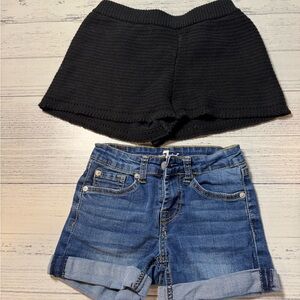7 For All Mankind Blue Denim Shorts & Cat Jack Knit Black Shorts
